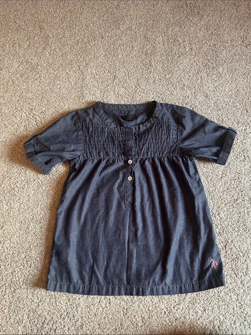 U.S. Polo Assn. Navy Short-Sleeve Pintuck Tunic